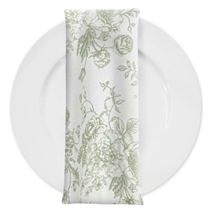 Linen Napkin - Sage Green Toile